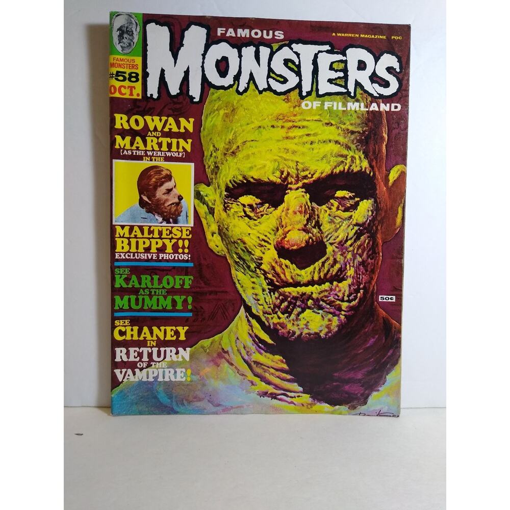 Famous Monsters of Filmland Magazine Oct 1969 #58 Karloff Lugosi Chaney Warren